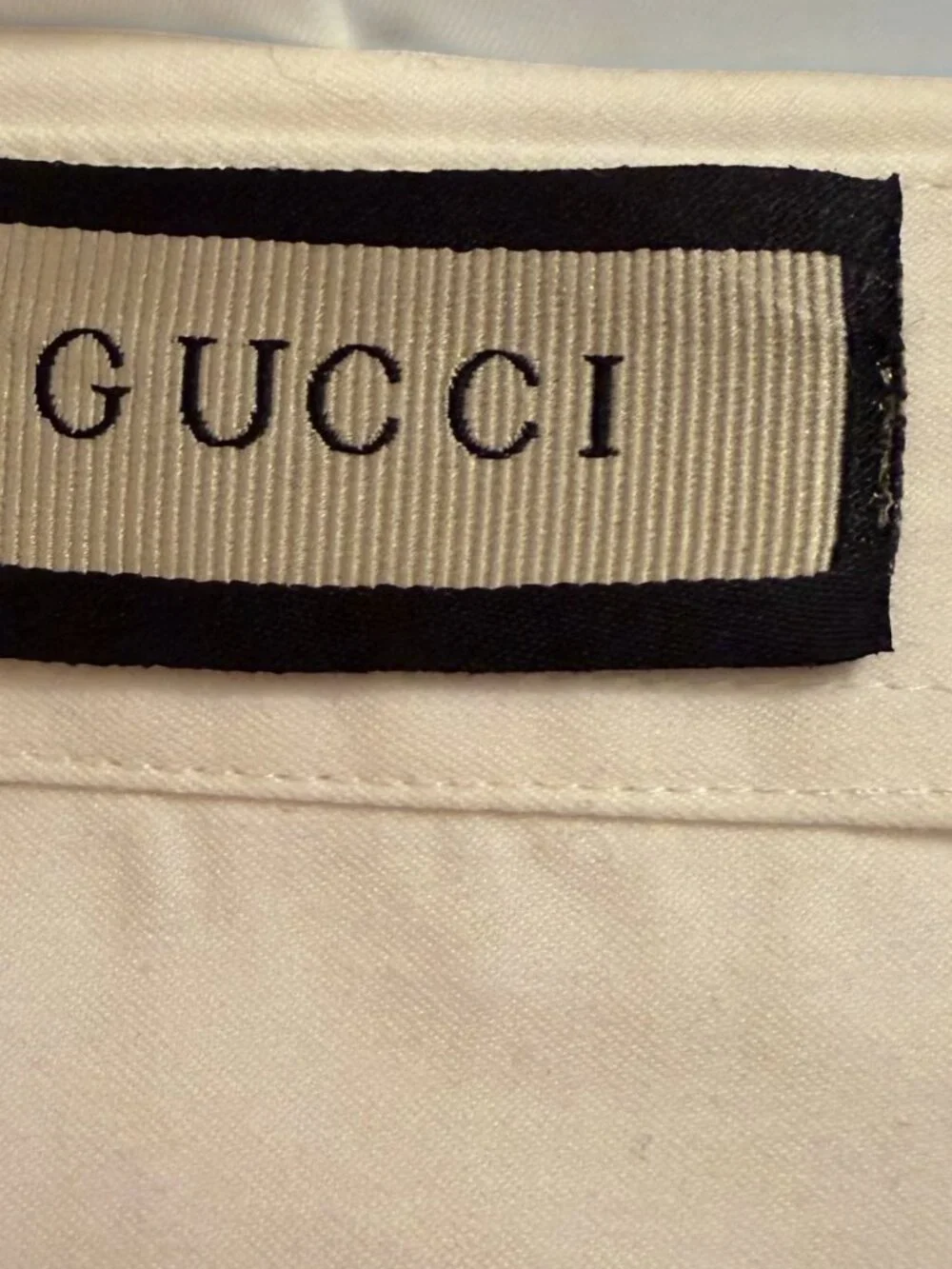 Gucci Men’s White Embroidered Dress Shirt – Made in France – Medium